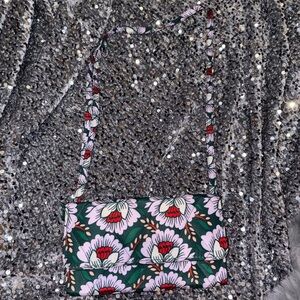 Vera Bradley Floral Shoulder Bag in Pink and Green